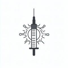Medical syringe with virus illustration representing vaccination and health initiatives in modern healthcare