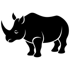 Rhinoceros Silhouette Vector Icon High-Quality Design on White Background.
