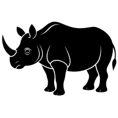 Rhinoceros Silhouette Vector Icon High-Quality Design on White Background.