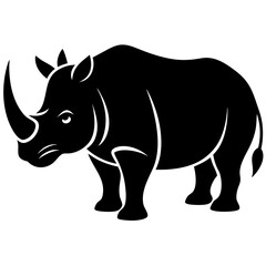 Rhinoceros Silhouette Vector Icon High-Quality Design on White Background.