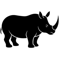 Rhinoceros Silhouette Vector Icon High-Quality Design on White Background.