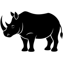 Rhinoceros Silhouette Vector Icon High-Quality Design on White Background.