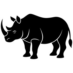 Rhinoceros Silhouette Vector Icon High-Quality Design on White Background.
