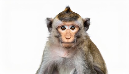 Isolated Cute Monkey on a White Background, Adorable Primate Exuding Charm and Playfulness with its Expressive Eyes in a Studio Environment, Perfect for Digital Art, Home Decor, or Design