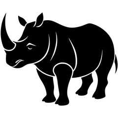 Rhinoceros Silhouette Vector Icon High-Quality Design on White Background.