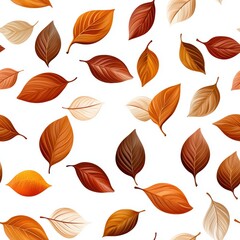 Colorful Autumn Leaves Seamless pattern on White Background, Perfect for Seasonal Designs and Nature Themes