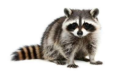 Fototapeta premium A raccoon is sitting on a white background