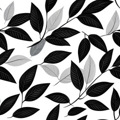 Elegant and Modern Black and White Leaf Seamless pattern for Stylish Design Projects and Eco-Friendly Promotions