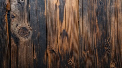 Obraz premium Rustic wooden surface texture with rich grain patterns and dark tones suitable for backgrounds and design projects.