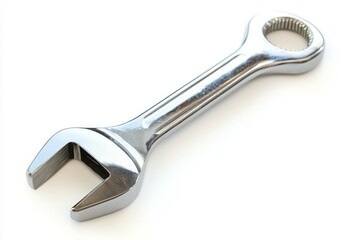 Metallic double-ended wrench on white background. Neural network AI generated