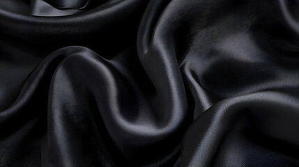Fototapeta premium Elegant dark silk fabric with dramatic folds textiles showcase studio setting close-up view luxurious design inspiration