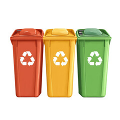 Recycling bins for waste separation in an urban setting  cut out 