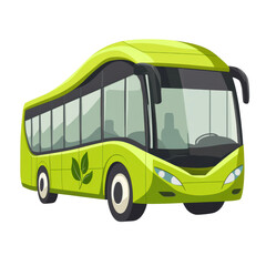Green bus showcasing eco-friendly transportation design  cut out 