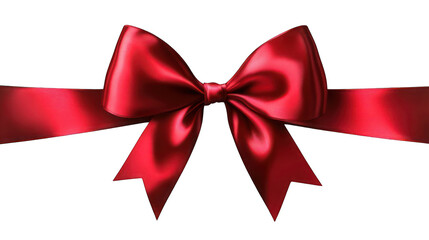Fototapeta premium A beautifully tied bright red bow with a silky texture, perfect for gift wrapping, celebrations, or decorative designs. 