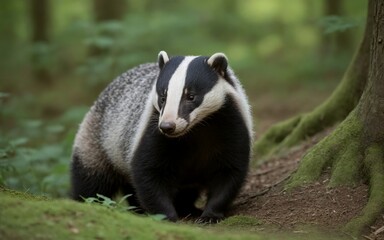 Beautiful Badger in Forest