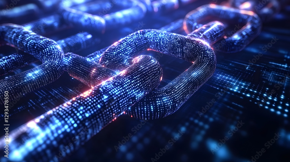 Poster futuristic blockchain digital network virtual space 3d visualization high-tech environment close-up 