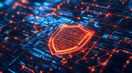 Futuristic cybersecurity network safeguarding oracle systems digital landscape graphic visualization high-tech environment
