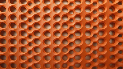 Textured orange perforated background showcasing a modern design with abstract holes creating depth and visual interest ideal for various applications.