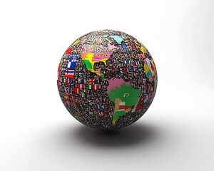 Global Flags Sphere on White Background