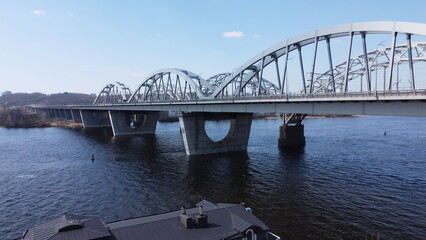 Aerial View of Kyiv, Ukraine – Urban Landscape with Dnipro River and Bridges