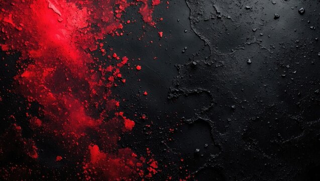 Red and black abstract background with grainy texture and noise effects creating a dramatic and vibrant visual for various design applications