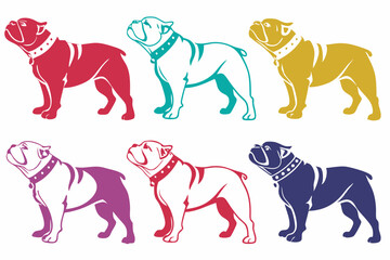 set of Bulldog silhouette vector illustration
