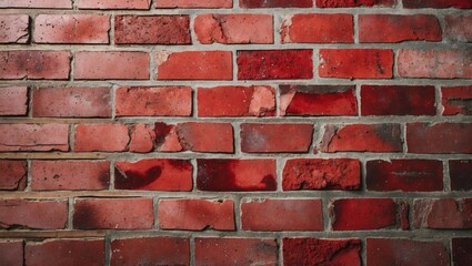 Obraz premium Textured red brick wall with various shades highlighting the natural imperfection and character of aged masonry.