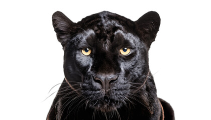 Close up of a black panther head isolated on white  © l1gend