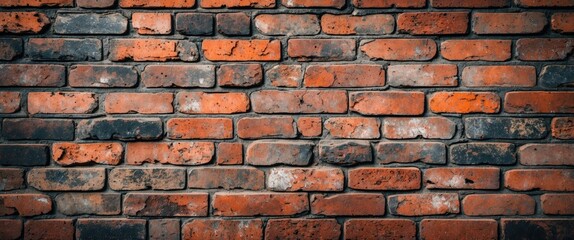 Vintage red brick wall texture showcasing weathered bricks and historic charm for architectural and design backgrounds.