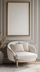 Elegant armchair, poster mock-up, interior design