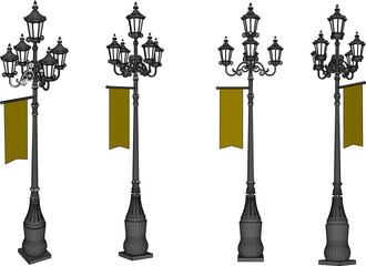 sketch vector illustration design of old garden lamp classic vintage ethnic