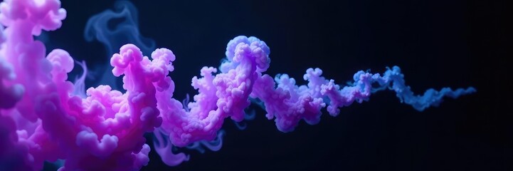 Obraz premium swirling clouds of purple smoke mix on black background, misty, turquoise