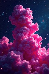 Fototapeta premium Swirling clouds of pink gas against a backdrop of dark blue blackness, galaxy, space, cosmos