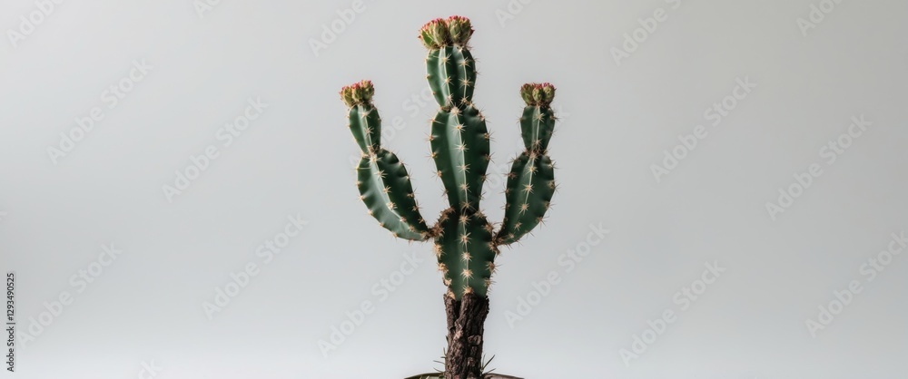 Poster vibrant cactus plant isolated on white background with space for text and design elements