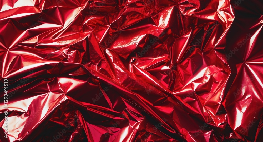 Poster textured vibrant red crumpled foil background for festive design projects and holiday-themed content