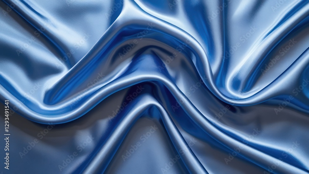 Poster Elegant silky blue fabric with soft folds and sheen suitable for luxurious backgrounds and textures in design projects.