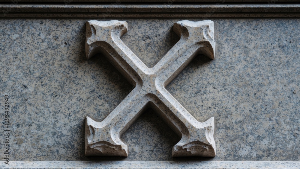 Poster engraved letter x on granite stone with intricate detailing showcasing craftsmanship in stone carvin