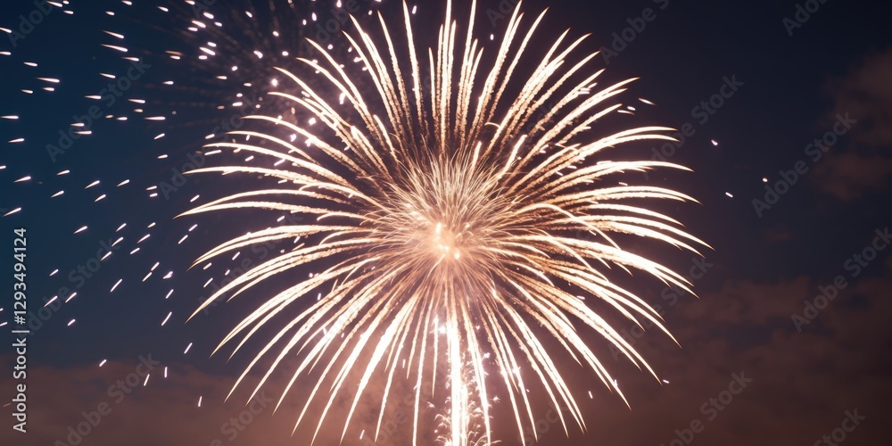 Poster vibrant fireworks display illuminating the night sky with space for custom text or advertising