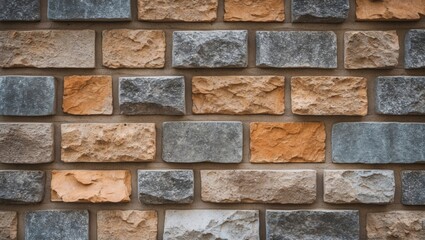 Naklejka premium Textured stone wall with varied colors and patterns suitable for backgrounds or architectural designs in interior and exterior settings.