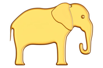 3d golden elephant icon. Indian elephant symbol or sign. Stock vector illustration on isolated background.