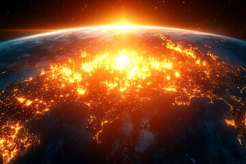 Global Inferno Earth ablaze at sunrise