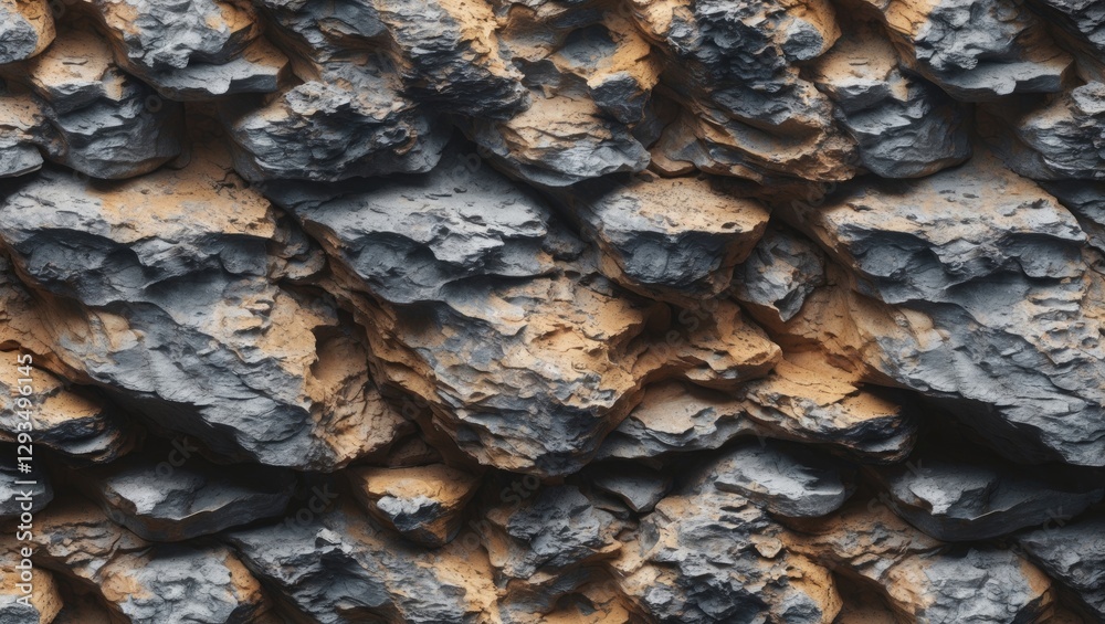 Aufkleber Sedimentary rock surface with textured patterns showcasing natural erosion and color variations for backgrounds or geological themes.