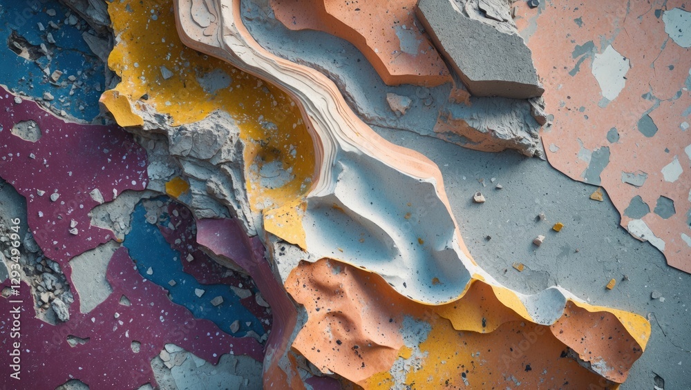 Poster colorful abstract texture of layered materials including marble, cement, and stone showcasing unique