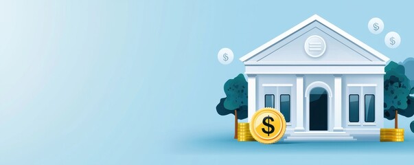 Fototapeta premium Loan approval process bank building financial icon professional environment close-up view financial growth