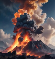 wispy tendrils of smoke rise from volcanic ash, volcano, geology, ash