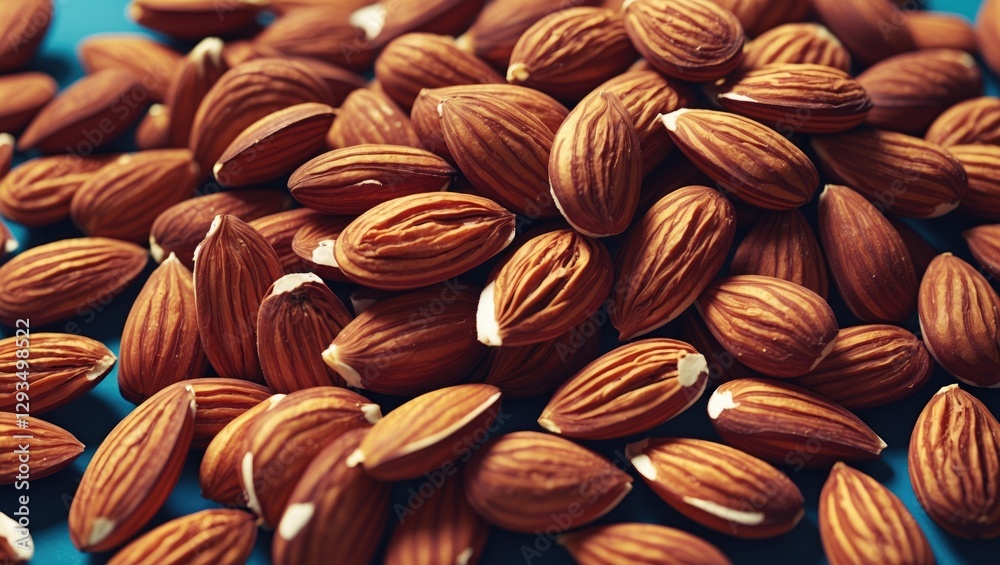 Poster shelled almonds close-up texture and healthy food background for design and culinary use in nutritio