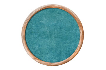 round wooden frame with green texture isolated on white