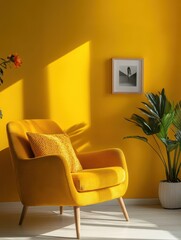 A yellow chair creates a cozy and pleasant interior space