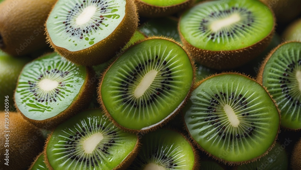 Poster fresh sliced kiwi fruits with text space for advertising or promotion background