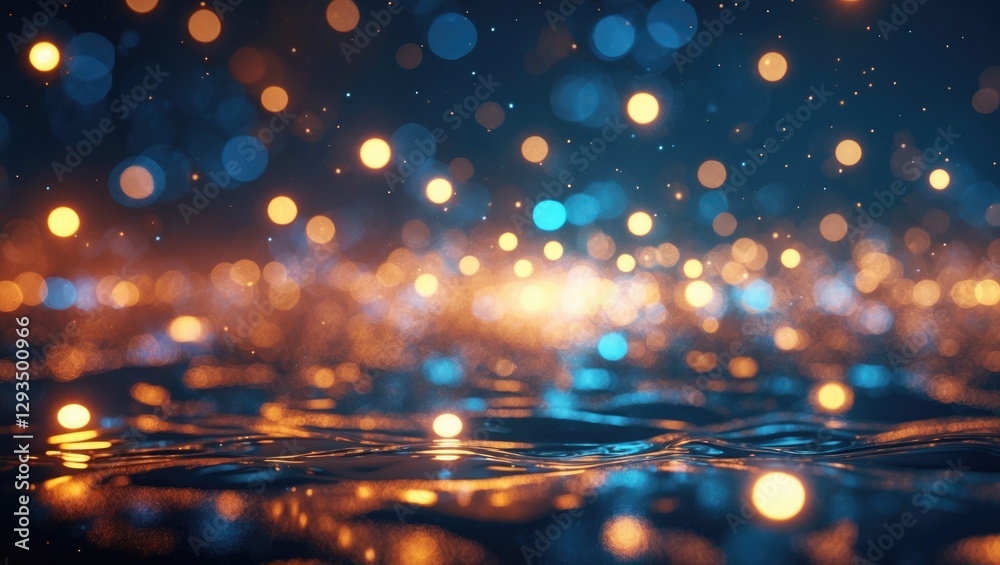 Poster Abstract night background with shimmering lights bokeh effect creating a vibrant and atmospheric ambiance for creative projects.